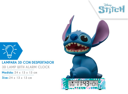 Lampka 3D z budzikiem Stitch LAS3055
