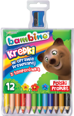 Kredki ołówkowe Bambino 12 kolorów z temperówką