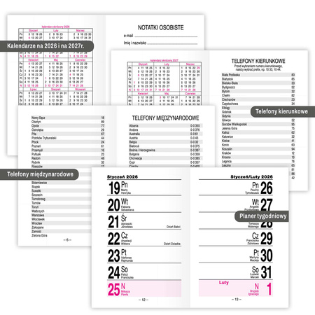 Kalendarz 2026 kieszonkowy tygodniowy 1szt.mix