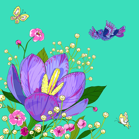 Karnet Swarovski kwadrat CL0608 Kwiaty zielony