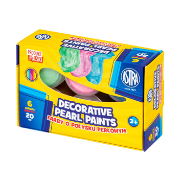 Farby dekoracyjne Astra o połysku perłowym 6 kolorów po 20 ml
