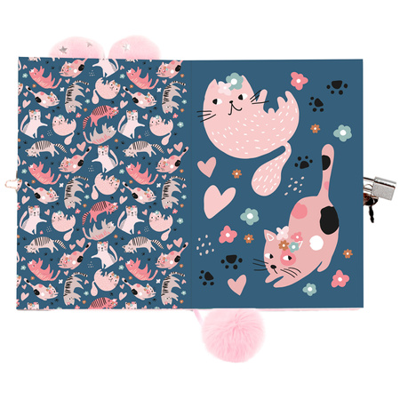 Pamiętnik pluszowy z kłódką Kot