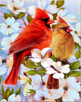 Diamentowa Mozaika Ptaki wśród kwiatów NO-1009540