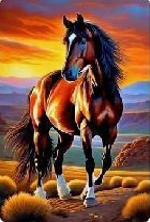 Diamentowa Mozaika Koń na tle zachodzącego słońca NO-2000118