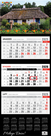 Kalendarz 2026 trójdzielny premium Wiejska chata KT2–V.76
