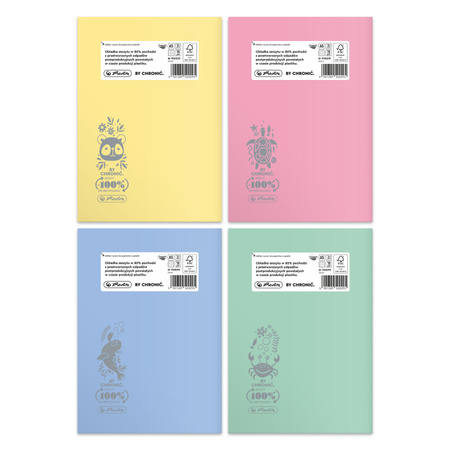 Paczka zeszyt A5 Eco PP Pastel Colors 32k kratka mix kolorów 10 szt.