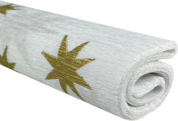 Paczka Bibuła marszczona 50x200 gwiazdy złote na białym 10 rolek