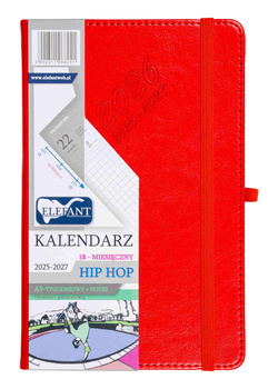 Kalendarz 2026 18 m-cy. Hip hop A5 tygodniowy czerwony