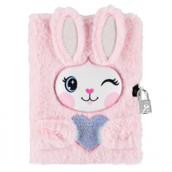 Pamiętnik A5 pluszowy na kłódkę Królik