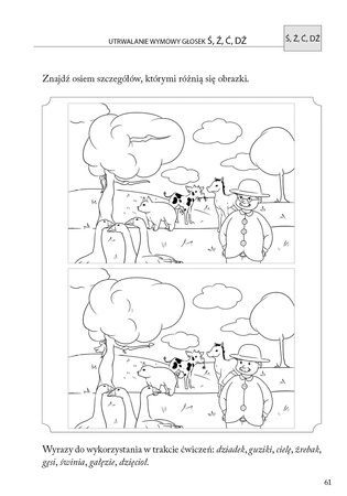 Obrazkowe ćwiczenia logopedyczne dla przedszkolaków Ćwiczenia wspomagające terapię logopedyczną głosek Ś, Ź, Ć, DŹ Obrazkowe ćwiczenia logopedyczne