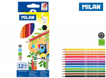 Kredki ołówkowe sześciokątne Milan 12 kolorów