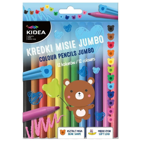 Kredki misie Jumbo Kidea 12 kolorów