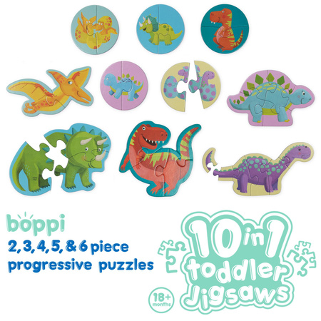 Puzzle progresywne Boppi 10w1 Dinozaury 30 elemenetów