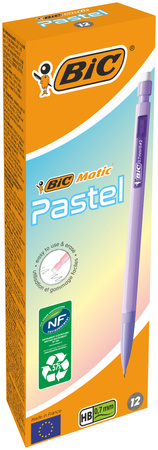 Paczka Ołówek automatyczny HB z gumką 0.7mm BIC Matic Pastel 12szt
