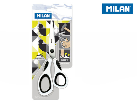Nożyczki Milan biurowe 20,5 CM czarno białe na blistrze