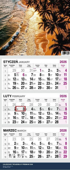 Kalendarz 2026 trójdzielny Premium Plaża