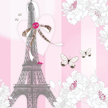 Karnet Swarovski kwadrat CL0525 Wieża Eiffla motyle