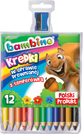 Kredki ołówkowe Bambino 12 kolorów z temperówką