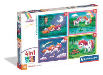 Puzzle 4w1 Super kolor A Day With Unicorns 21740