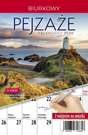 Kalendarz 2026 biurkowy A5 miesięczny pejzaże