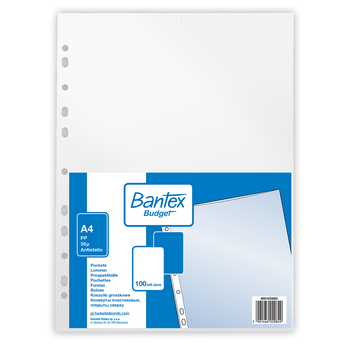 Paczka Koszulki groszkowe A4 Bantex PP 35 mikr. 100 sztuk