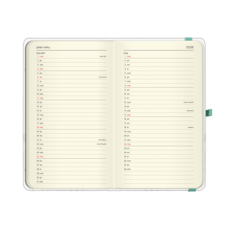 Kalendarz 2026 kieszonkowy tygodniowy fioletowe Kwiaty