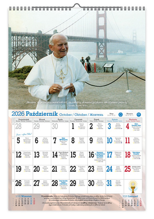 Kalendarz 2026 ścienny Święty Jan Paweł II A3 V8