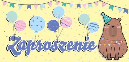 Zaproszenie Kapibara komplet 5 sztuk