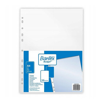 KOSZULKA KRYSTALICZNA BANTEX A4 PP, 40 mic. BUDGET (100SZT)