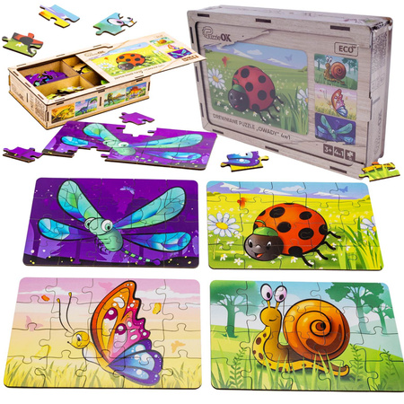 Puzzle 4w1 drewniane Owady