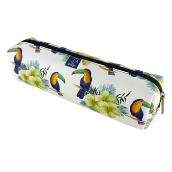 Piórnik szkolny młodzieżowy prostokąt kostka Egzotyczne Tukany