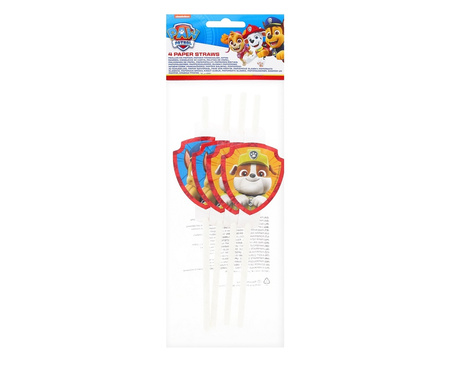 Słomki papierowe z medalionem Paw Patrol Rescue Heroes 4szt.