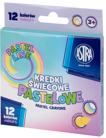 Kredki świecowe pastelowe Astra 12 kolorów 8/90mm