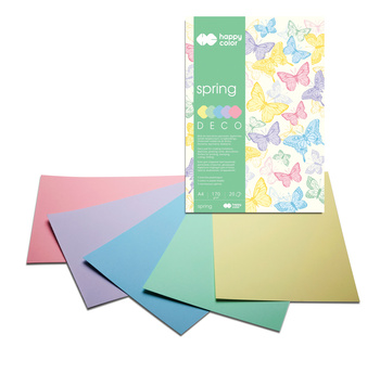 Blok Happy Color Deco Spring A4 5 kolorów 20 arkuszy 170g wiosenny