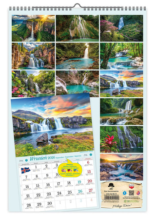 Kalendarz 2026 ścienny Magiczne wodospady A3 VD13