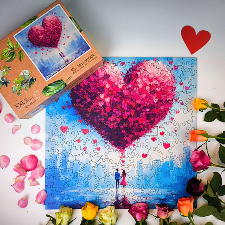 Puzzle 200 drewniane Miłość wisi w powietrzu