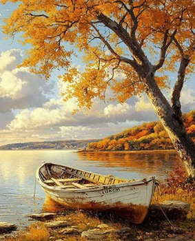 Diamentowa Mozaika Jesień łódka na wybrzeżu NO-2003024
