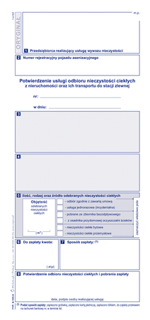 Potwierdzenie usługi odbioru nieczystości ciekłych oraz ich transportu do stacji zlewnej