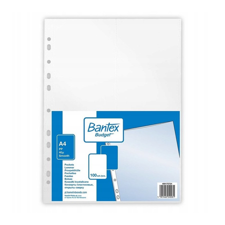 KOSZULKA KRYSTALICZNA BANTEX A4 PP, 40 mic. BUDGET (100SZT)