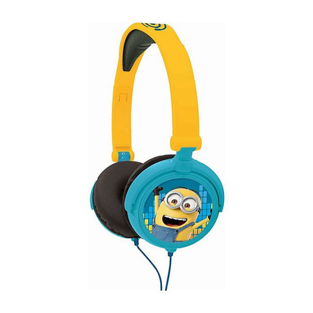 Składane słuchawki przewodowe stereo Minionki z głośnością bezpieczną dla dzieci Lexibook HP010DES