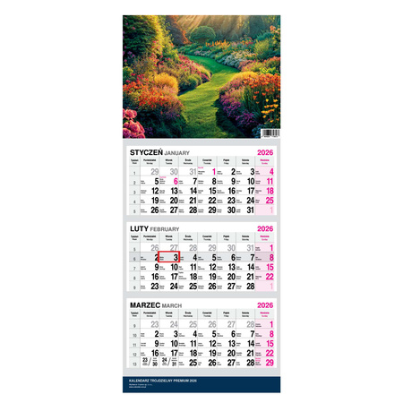 Kalendarz 2026 trójdzielny Premium Ogród