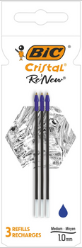 Wkład BIC Cristal Re'new metal niebieski pudełko 3szt.