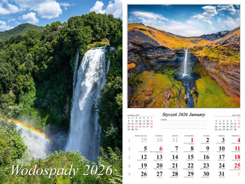 Kalendarz 2026 ścienny 7-k Wodospady