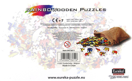 Puzzle 120 drewniane kolorowe Słoń