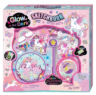Szkicownik Sketchbook z akcesoriami Jednorożec tęcza