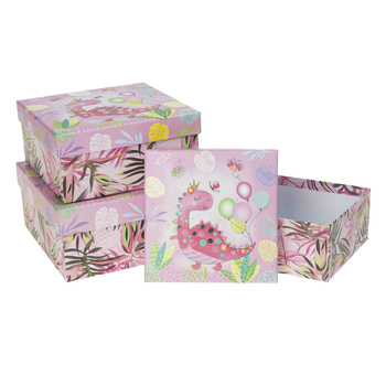 Pudełka ozdobne na prezenty PUD-22002-KW-GL wzór dziecięcy 3 sztuki