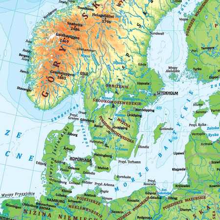 Mapa ścienna Europa polityczno fizyczna dwustronna 1:12 000 000