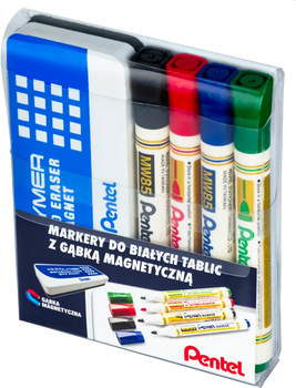 Zestaw 4 markerów+gąbka magnetyczna