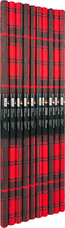 Paczka Bibuła marszczona 50x200 krata czarna na czerwonym 10 rolek