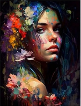 Diamentowa Mozaika Kobieta malarka w kwiatach NO-2000188